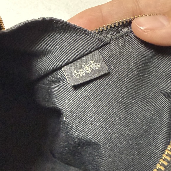 Coach Black Grained Leather Cosmetic Bag Makeup Pouch Zippered Bag Small - Picture 8 of 8